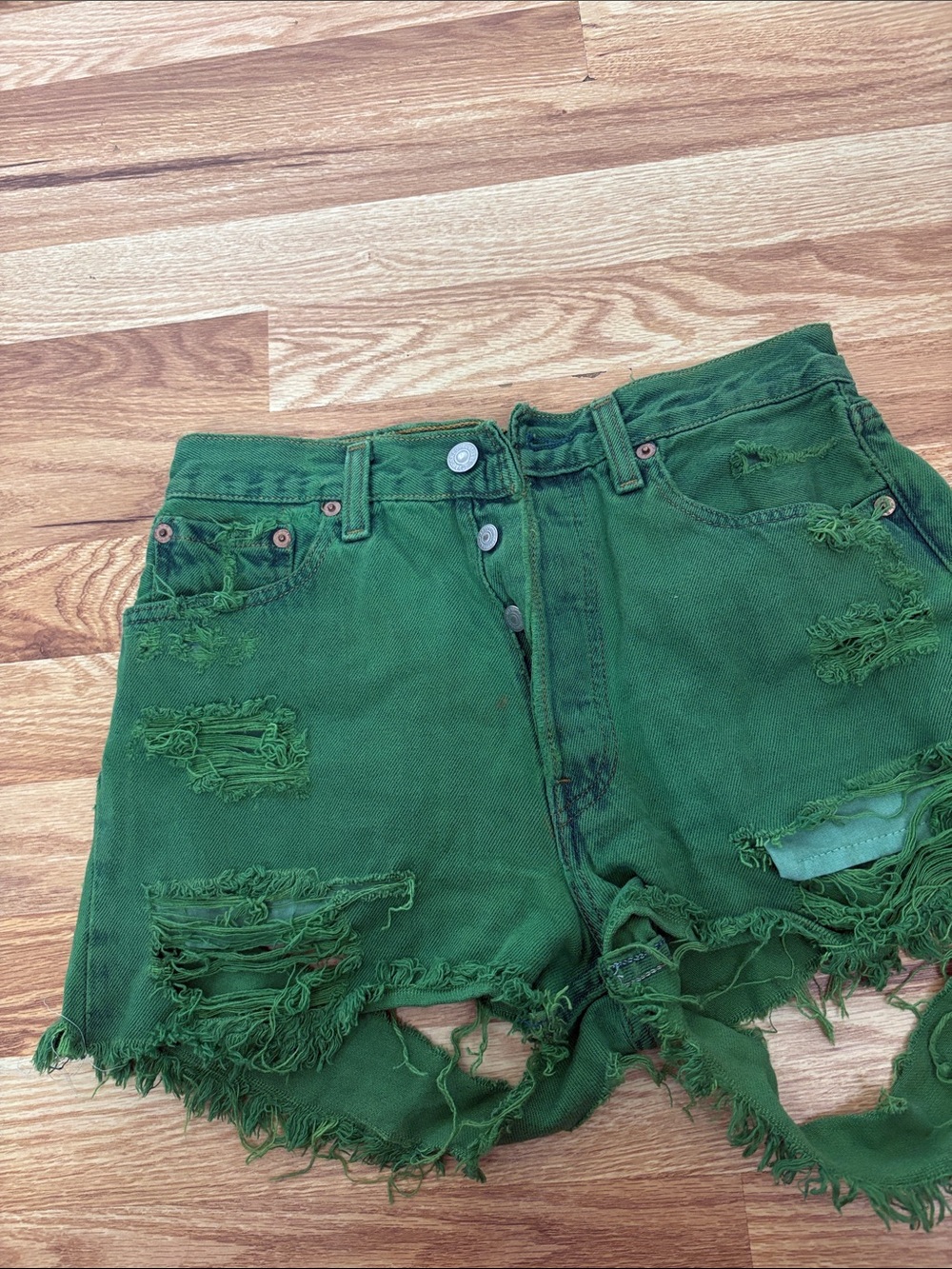 levi strauss & co green jean shorts size 28 - Picture 7 of 16
